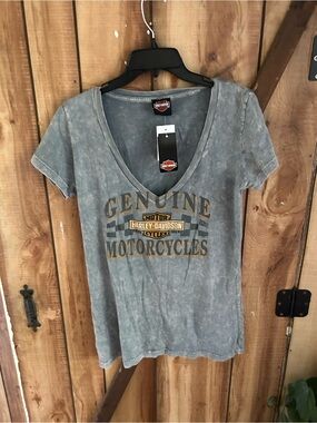 NWT Harley-Davidson Carson City, Nevada Women’s  Black Graphic V-Neck T-Shirt XL